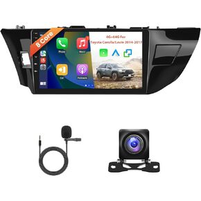 Hodozzy 4G+64G 8 Core Android Car Stereo for Toyota Corolla/Levin 2014 2015 2016 2017 مع Carplay اللاسلكي وAndroid Auto، راديو سيارة بشاشة تعمل باللمس 10 بوصة مع GPS، بلوتوث، WIFI، وصلة مرآة، FM، كاميرا in Kuwait