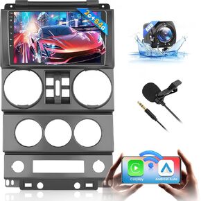 [2+64G] Ohradio Android 13 Car Stereo for Jeep Wrangler (4 Doors) 2007-2010, Wireless CarPlay Radio Android Auto, 9'' Touch Screen Car Radio GPS Navigation Mirror Link WiFi Backup Camera Bluetooth DSP