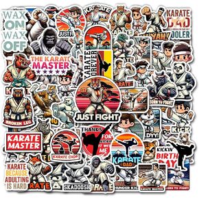 Pack 50 PCS Karate Stickers Print Outdoors Theme Waterproof Vinyl Decals Items for Kids Teens Adults Men Women Labels Decor Car Scrapbooks Water Bottles Bumper Helmet Laptop