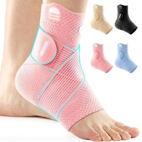 Ankle Brace Compression Support with Removable Fishnet Strap, 3D Knit Plantar Fasciitis Relief Achilles Tendonitis Brace(1 Pack), Ankle Compression Sleeve Sock for Pain Relief & Injury Healing