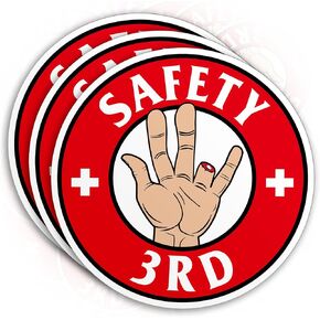 (3Pcs) Safety 3rd Funny Hard Hat Sticker for Toolbox Work Blue Collar Coworker Hardhat 2" Waterproof Die-Cut Vinyl Sticker for Water Bottle Laptop Kindle Cars Sticker Decal Decor Stuff Gifts 2 Inches