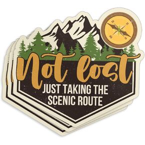 (3Pcs) Not Lost Just Taking The Scenic Route Sticker, Camping Hiking Adventure Nature 2" Waterproof Die-Cut Vinyl Sticker for Kindle Laptop Water Bottles, Phone Decal Gifts 2 Inches