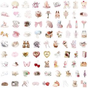 100PCS Coquette Stickers, Kawaii Stickers Coquette Aesthetic Waterproof Vinyl Stickers for Diary, Water Bottles, Laptop, Phone, Room Decor