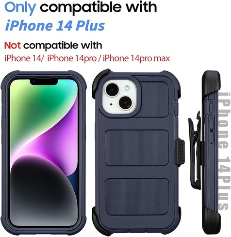 for Defender Phone Case iPhone 14 Plus Case with Clip Holster,Heavy Duty Rugged Full-Body Protective,3 Layers of Sturdy,Military-Grade Shockproof Cover for iPhone Plus 14 Case Defender(Black & Orange) in Saudi Arabia