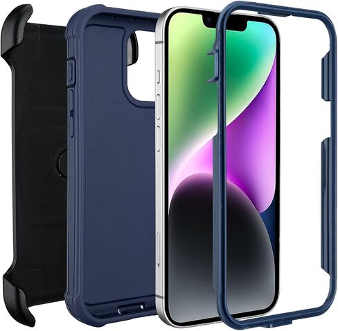 for Defender Phone Case iPhone 14 Plus Case with Clip Holster,Heavy Duty Rugged Full-Body Protective,3 Layers of Sturdy,Military-Grade Shockproof Cover for iPhone Plus 14 Case Defender(Black & Orange) in Saudi Arabia