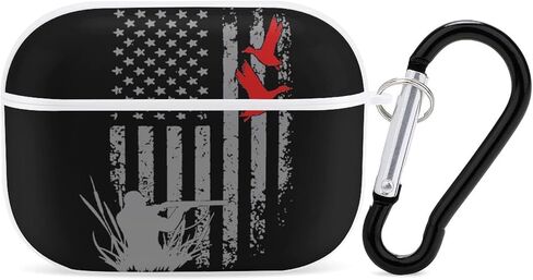 Duck Hunting American Flag Hard Case for AirPods Pro Headset Cover Protective Storage Printing Bag with Hanging Keychain in Saudi Arabia