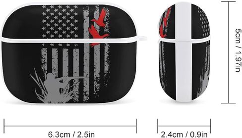 Duck Hunting American Flag Hard Case for AirPods Pro Headset Cover Protective Storage Printing Bag with Hanging Keychain in Saudi Arabia
