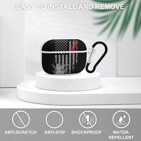 Duck Hunting American Flag Hard Case for AirPods Pro Headset Cover Protective Storage Printing Bag with Hanging Keychain in Saudi Arabia