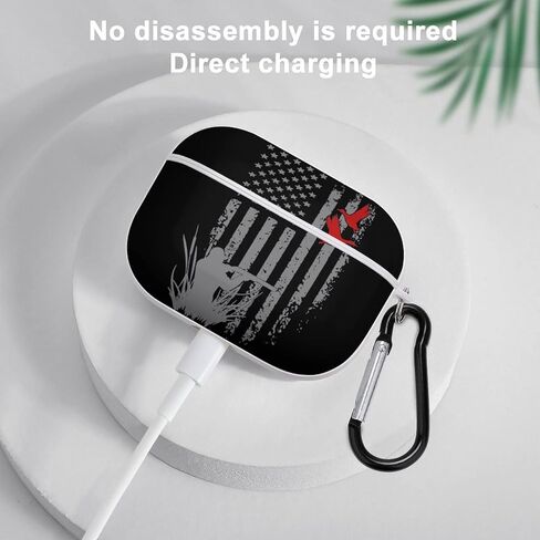 Duck Hunting American Flag Hard Case for AirPods Pro Headset Cover Protective Storage Printing Bag with Hanging Keychain in Saudi Arabia