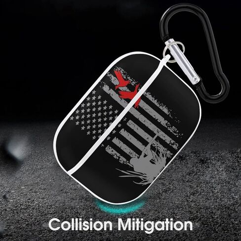 Duck Hunting American Flag Hard Case for AirPods Pro Headset Cover Protective Storage Printing Bag with Hanging Keychain in Saudi Arabia