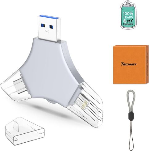 USB 3.0 Flash Drive 64gb for iPhone, 3in1 External Memory Picture Keeper Storage Stick for Photo/Video/Data Saver/Backup, V2.49 High Speed Thumb Drives for iPhone/iPad/Android/PC - Chestnut-Brown in Saudi Arabia