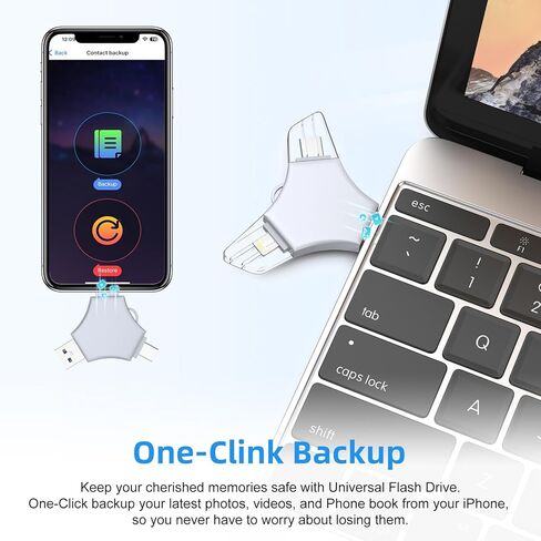 محرك أقراص فلاش USB 3.0 بسعة 64 جيجابايت لهاتف iPhone، عصا تخزين لحفظ الصور 3 في 1 للذاكرة الخارجية للصور/الفيديو/حفظ البيانات/النسخ الاحتياطي، محركات أقراص الإبهام عالية السرعة V2.44 لأجهزة iPhone/iPad/Android/PC - أبيض عظمي in Saudi Arabia
