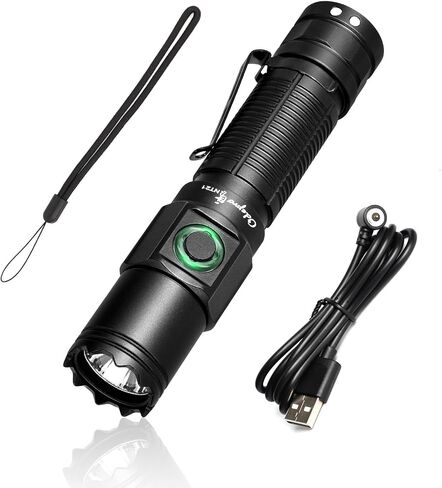 NT21 1200 Lumens Small Bright Rechargeable Flashlight with Power Display, IP67 Waterproof, 5 Light Modes, 984ft Long Throw EDC Pocket-Size Torch for Camping Searching Emergency in Kuwait