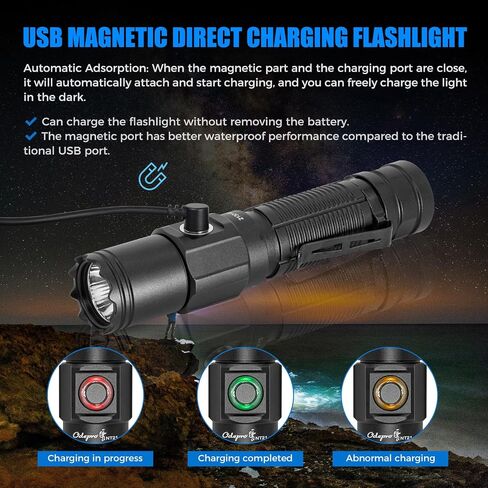 NT21 1200 Lumens Small Bright Rechargeable Flashlight with Power Display, IP67 Waterproof, 5 Light Modes, 984ft Long Throw EDC Pocket-Size Torch for Camping Searching Emergency in Kuwait