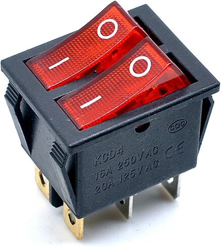 2pcs KCD4 Red Light 6P Terminals ON/Off Double SPST 2 Way Snap in Boat Rocker Switch - AC 250V 16A in Saudi Arabia