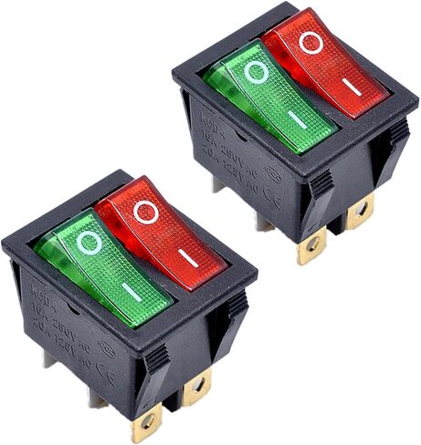 2pcs KCD4 Red Light 6P Terminals ON/Off Double SPST 2 Way Snap in Boat Rocker Switch - AC 250V 16A in Saudi Arabia
