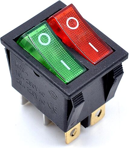 2pcs KCD4 Red Light 6P Terminals ON/Off Double SPST 2 Way Snap in Boat Rocker Switch - AC 250V 16A in Saudi Arabia