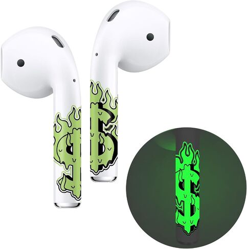 جلود AirPods المضيئة من ROCKMAX الجيل الثاني، ملصق AirPods رائع يتوهج في الظلام، أغلفة جلدية فاخرة لـ AirPods مع أداة تثبيت سهلة (237YG) in Kuwait