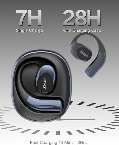 ZIHNIC S09 True Wireless Open Free with Mic, Bluetooth Earbuds with Earhooks, IPX5 Waterproof, Fast Charging, Compatible with Any Phone-Purple in Saudi Arabia