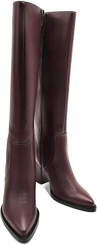 Womens Knee High Boots Retro Chunky Heel Pointed Toe Pull On Classic Knee High Boots for Girls Ladies Retro Tall Boot Winter Fall Fashion Boot in Kuwait