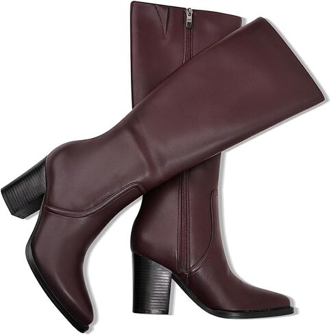 Womens Knee High Boots Retro Chunky Heel Pointed Toe Pull On Classic Knee High Boots for Girls Ladies Retro Tall Boot Winter Fall Fashion Boot in Kuwait