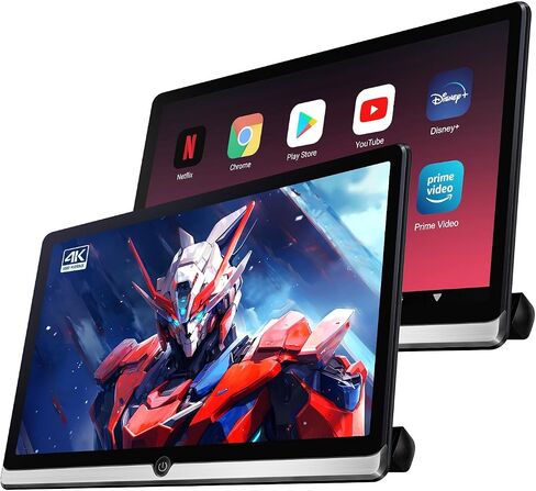شاشة مسند رأس محمولة 14 بوصة 4K Android 11، نظام ترفيه خلفي للسيارة للمقعد الخلفي، شاشة تعمل باللمس تدعم وصلة مرآة لاسلكية للهاتف، مع واي فاي/بلوتوث/HDMI/مشغل فيديو in Kuwait