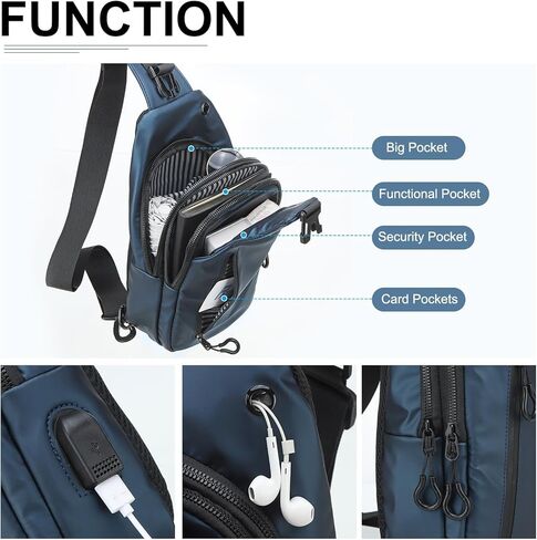 PU Sling Bag Crossbody Backpack - Multipurpose Casual Packs - USB Charge Port in Kuwait