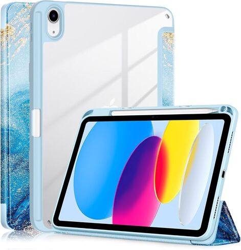 Case for iPad 10th Generation 10.9 Inch Tablet (2022 Model),Anti-Collision Transparent Back Shell Cover with Auto Wake/Sleep Function,Black in Saudi Arabia