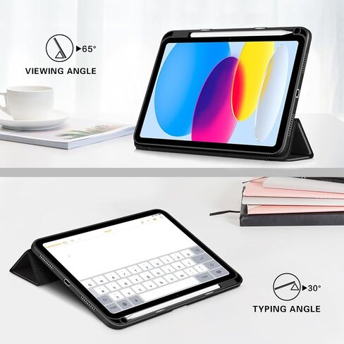 Case for iPad 10th Generation 10.9 Inch Tablet (2022 Model),Anti-Collision Transparent Back Shell Cover with Auto Wake/Sleep Function,Black in Saudi Arabia