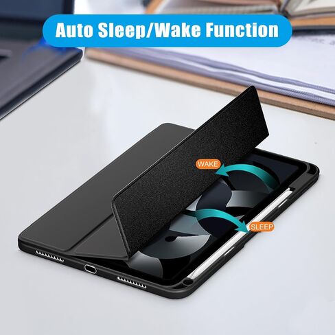 Case for iPad 10th Generation 10.9 Inch Tablet (2022 Model),Anti-Collision Transparent Back Shell Cover with Auto Wake/Sleep Function,Black in Saudi Arabia
