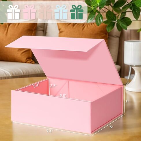 Shindel صندوق هدايا أزرق، 9.4 بوصة × 5.9 بوصة × 3 بوصة صندوق هدايا للهدايا مع أغطية، صندوق هدايا أزرق فاتح مع شريط، صندوق هدايا بإغلاق مغناطيسي لبطاقات التهنئة لتقديم هدايا الزفاف وأعياد الميلاد وصندوق هدايا للأطفال الأولاد in Saudi Arabia