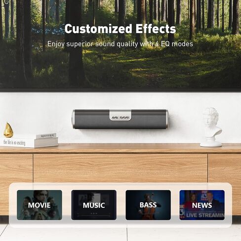 مكبر صوت Fosi Audio A5 لسطح المكتب وجهاز العرض وشريط صوت صغير مقاس 18 بوصة مع 4 أوضاع EQ وبلوتوث ووصلة USB وتركيب على الحائط رائع لغرفة النوم وغرفة النوم والمناطق الصغيرة in Saudi Arabia