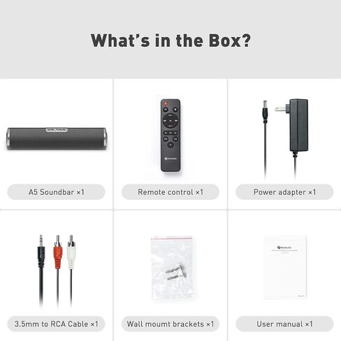 مكبر صوت Fosi Audio A5 لسطح المكتب وجهاز العرض وشريط صوت صغير مقاس 18 بوصة مع 4 أوضاع EQ وبلوتوث ووصلة USB وتركيب على الحائط رائع لغرفة النوم وغرفة النوم والمناطق الصغيرة in Saudi Arabia