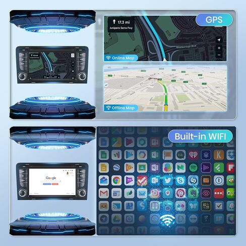 Android 13 Car Radio for Audi A3 S3 RS3 2003-2012 with Wireless Mirror Link Bluetooth Hands-Free, 7 Inch HD Touch Screen Car Stereo Supports WiFi, GPS, FM Radio, SWC, Double USB + Backup Camera in Saudi Arabia