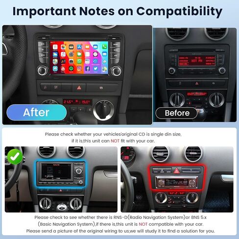 Android 13 Car Radio for Audi A3 S3 RS3 2003-2012 with Wireless Mirror Link Bluetooth Hands-Free, 7 Inch HD Touch Screen Car Stereo Supports WiFi, GPS, FM Radio, SWC, Double USB + Backup Camera in Saudi Arabia