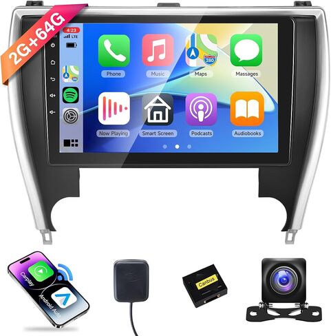 2G+64G Carplay Car Stereo Radio for Toyota Camry 2015 2016 2017, Rimoody Android 13 10'' HD Touchscreen GPS WiFi Andorid auto Mirror Link Bluetooth FM/RDS EQ SWC Split Screen Backup Camera in Kuwait