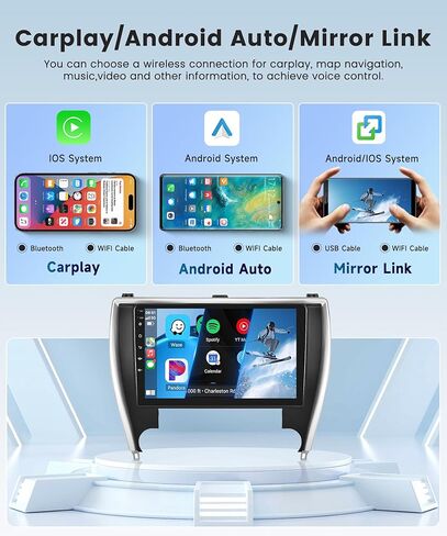 2G+64G Carplay Car Stereo Radio for Toyota Camry 2015 2016 2017, Rimoody Android 13 10'' HD Touchscreen GPS WiFi Andorid auto Mirror Link Bluetooth FM/RDS EQ SWC Split Screen Backup Camera in Kuwait