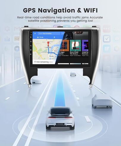 2G+64G Carplay Car Stereo Radio for Toyota Camry 2015 2016 2017, Rimoody Android 13 10'' HD Touchscreen GPS WiFi Andorid auto Mirror Link Bluetooth FM/RDS EQ SWC Split Screen Backup Camera in Kuwait