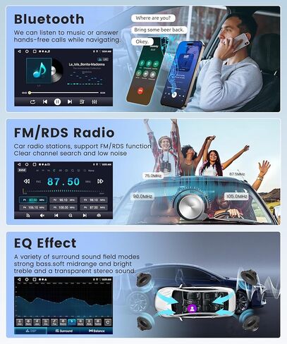 2G+64G Carplay Car Stereo Radio for Toyota Camry 2015 2016 2017, Rimoody Android 13 10'' HD Touchscreen GPS WiFi Andorid auto Mirror Link Bluetooth FM/RDS EQ SWC Split Screen Backup Camera in Kuwait