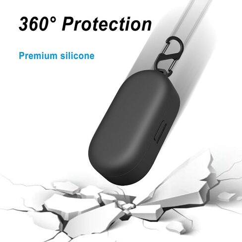 for Bose Sport Earbuds Case Cover (Not fit for Bose QuietComfort Earbuds), Portable Silicone Protective Case with Carabiner (Black) in Saudi Arabia
