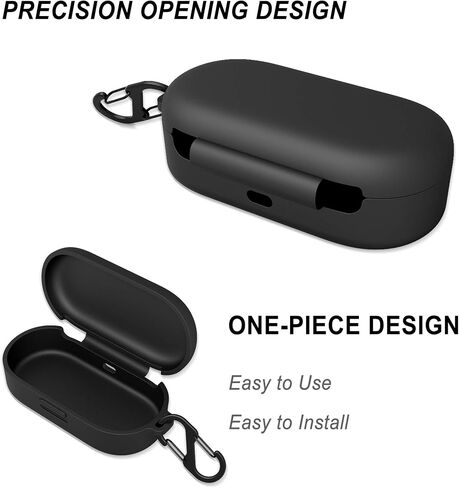 for Bose Sport Earbuds Case Cover (Not fit for Bose QuietComfort Earbuds), Portable Silicone Protective Case with Carabiner (Black) in Saudi Arabia