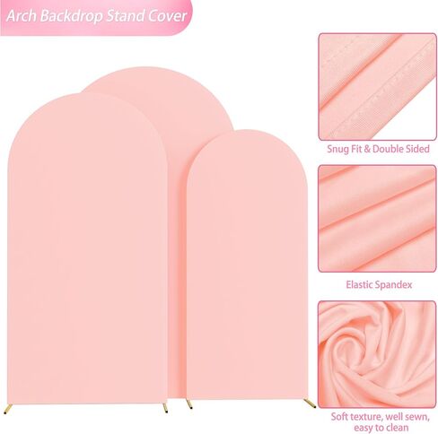 Wokceer Wedding Arch Cover (7.2FT, 6.6FT, 6FT) Set of 3 Spandex Fitted Wedding Arch Stand Covers for Round Top Chiara Arch Backdrop Stands Cover for Birthday Party Ceremony Banquet Decor Terracotta in Kuwait