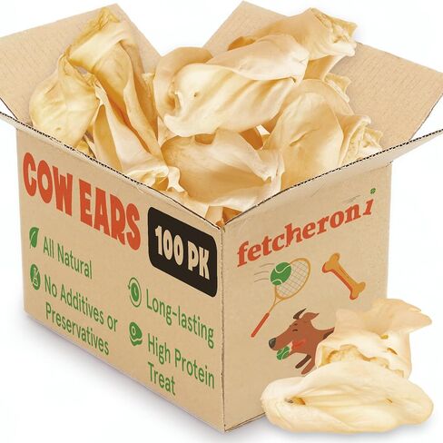 Cows Ears for Dogs, Thick and Large Dog Ears, Single Ingredient and No Odor Cow Treats, Long Lasting Cow Ears, Natural & Grass-fed Dog Treat Animal Ears, Cow Ears for Puppies and All Breeds (15 Pack) in Kuwait