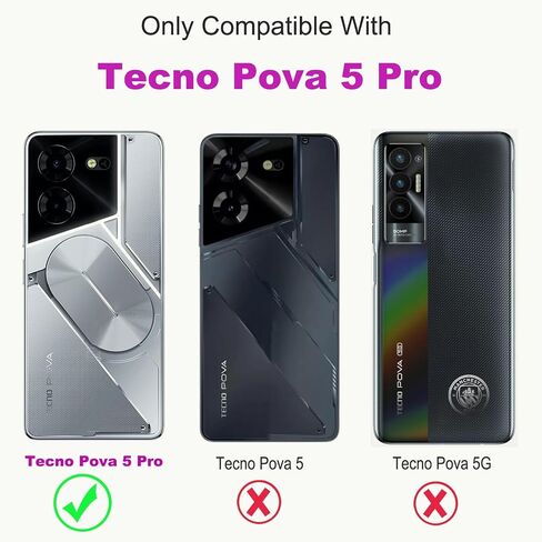 for Tecno Pova 5 Pro Wallet Phone Case with Screen Protector [RFID Blocking] Leather Flip Card Holder Kickstand Wrist Strap Women Men LH8n Cell Phone Case for Tecno Pova5 Pro Pova 5Pro Blue in Saudi Arabia