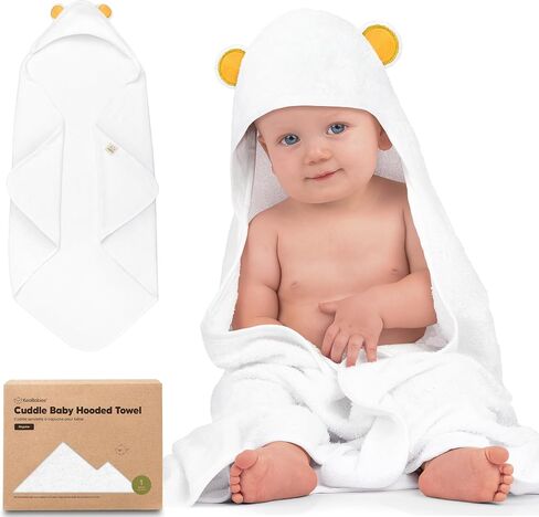 KeaBabies Hooded Baby Towel for Newborn, Baby Bath Towels (Duck, 35x35) | Viscose Derived from Bamboo, Large Baby Towels with Hood, Boys, Girls, Toddler, Soft Absorbent Baby Bath Essentials in Saudi Arabia