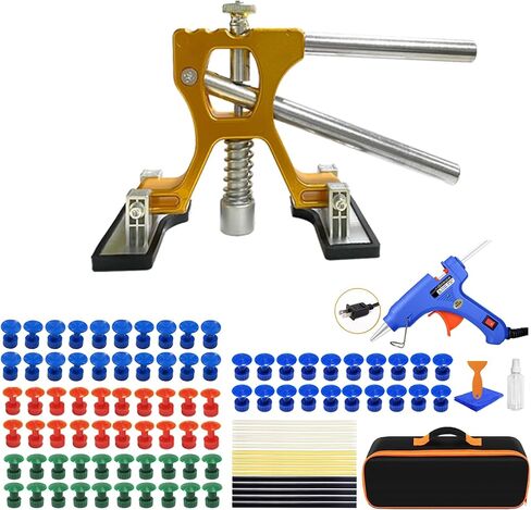 Auto Dent Puller Kit - Dent Remover Tools Adjustable Width Golden Lifter & Glue Gun for Automobile Body Motorcycle Refrigerator & Ding Hail Dent Removal in Saudi Arabia