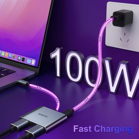 USB C to Dual HDMI Adapter 4K@60hz, Type C to HDMI Splitter Extended Display for MacBook/MacBook Pro Air Dell XPS13/15, Samsung Galaxy S9 [MST Mode (Extended displays) Only for Win OS], Dark Purple in Kuwait