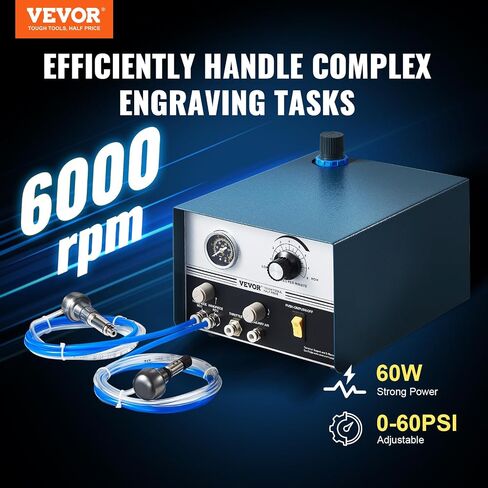 VEVOR Engraving 11400 BPM, Speed Adjustable 1/8" Pencil, Portable Pneumatic Hose, Air Micro Grinder Scribe Pen for Precision Carving on Stone Glass Wood, Silver in Saudi Arabia