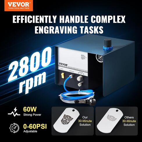 VEVOR Engraving 11400 BPM, Speed Adjustable 1/8" Pencil, Portable Pneumatic Hose, Air Micro Grinder Scribe Pen for Precision Carving on Stone Glass Wood, Silver in Saudi Arabia