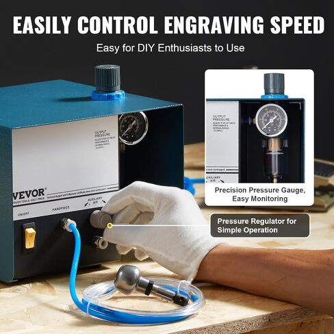 VEVOR Engraving 11400 BPM, Speed Adjustable 1/8" Pencil, Portable Pneumatic Hose, Air Micro Grinder Scribe Pen for Precision Carving on Stone Glass Wood, Silver in Saudi Arabia